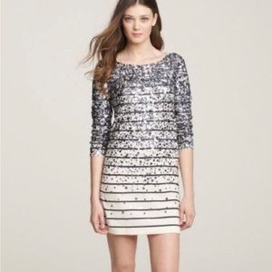 J. Crew Silver and White Sequin Mini Dress